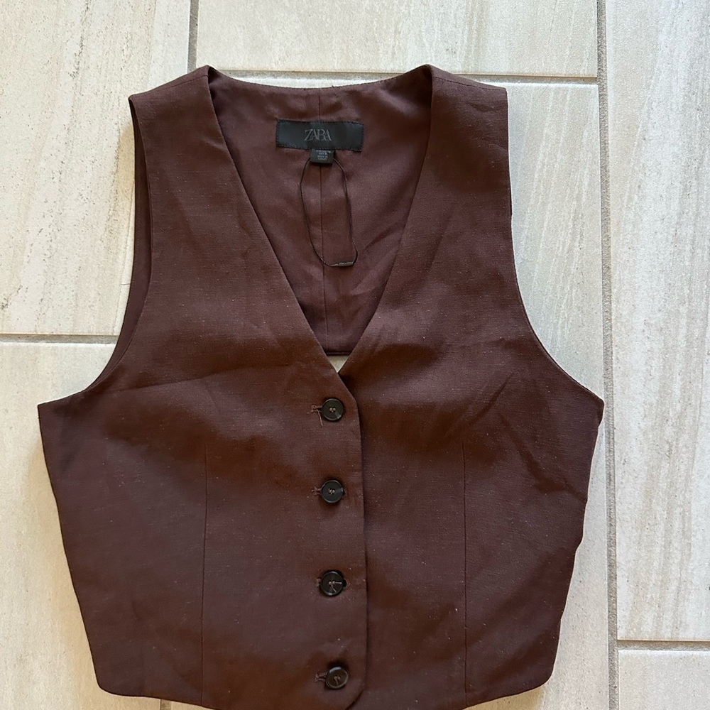 Zara Dark Brown Women's Vest Top